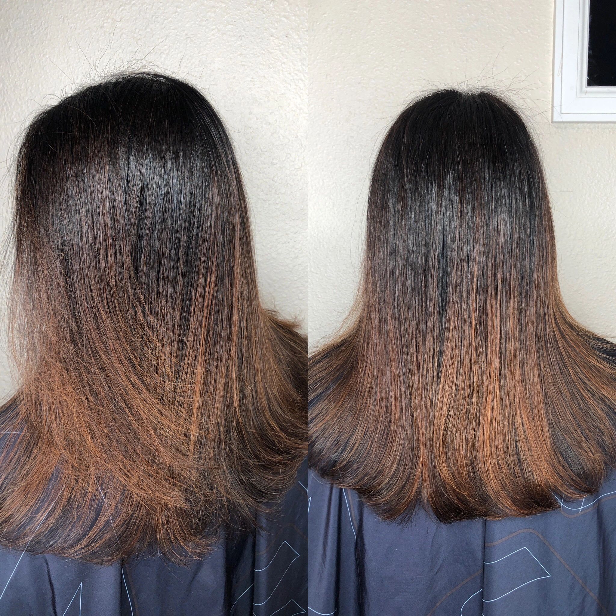 Two people dark brown hair